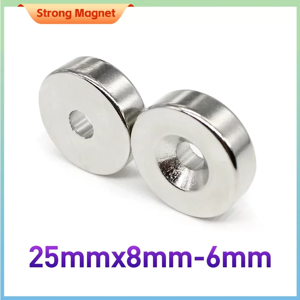 

5/10Pcs 25x8-6mm Small Round Super Strong N35 Search Magnet Countersunk Neodymium Magnet Disc Imanes Fishing Magnet