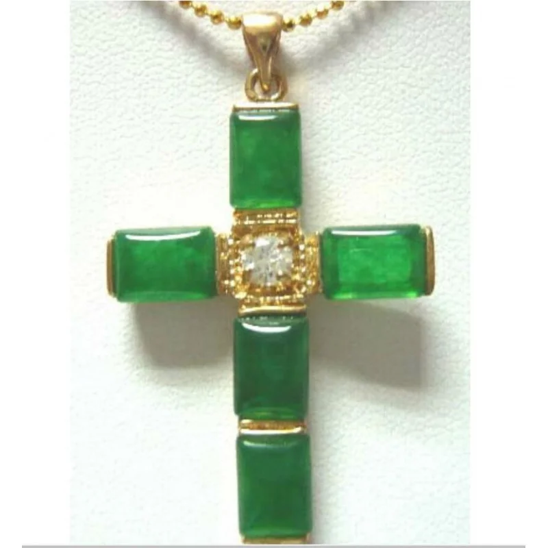 

Jewelry stunning green jades cross Women Jewelry pendant Necklace