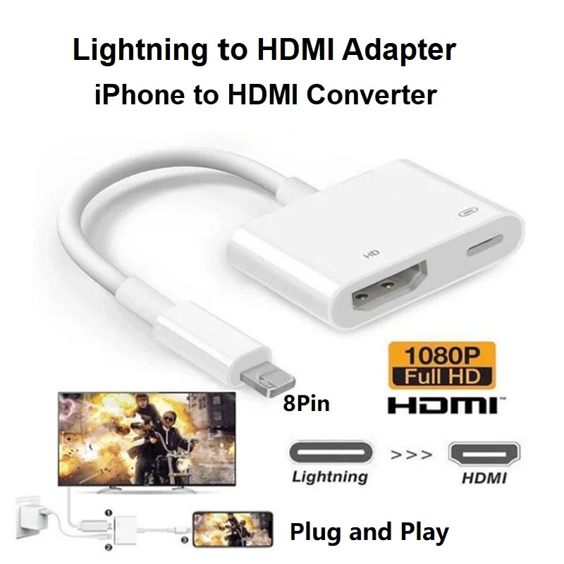 Lightning to Digital AV Adapter Lightning to HDMI Adapter for iPhone to Projector Monitor Full 1080P HD
Lightning to Digital AV Adapter Lightning to HDMI Adapter for iPhone to Projector Monitor Full 1080P HD