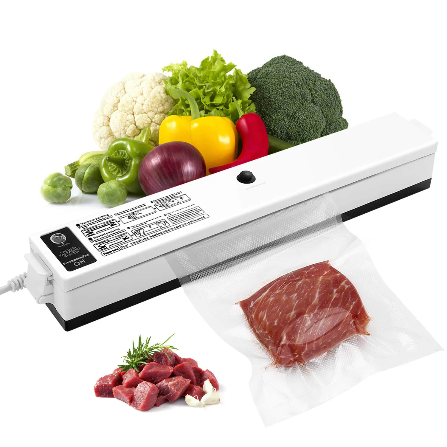 

Electric Vacuum Sealer Packaging Machine For Home Kitchen Including 10pcs Food Saver Bags Vacuum Food Sealing 110V/220V