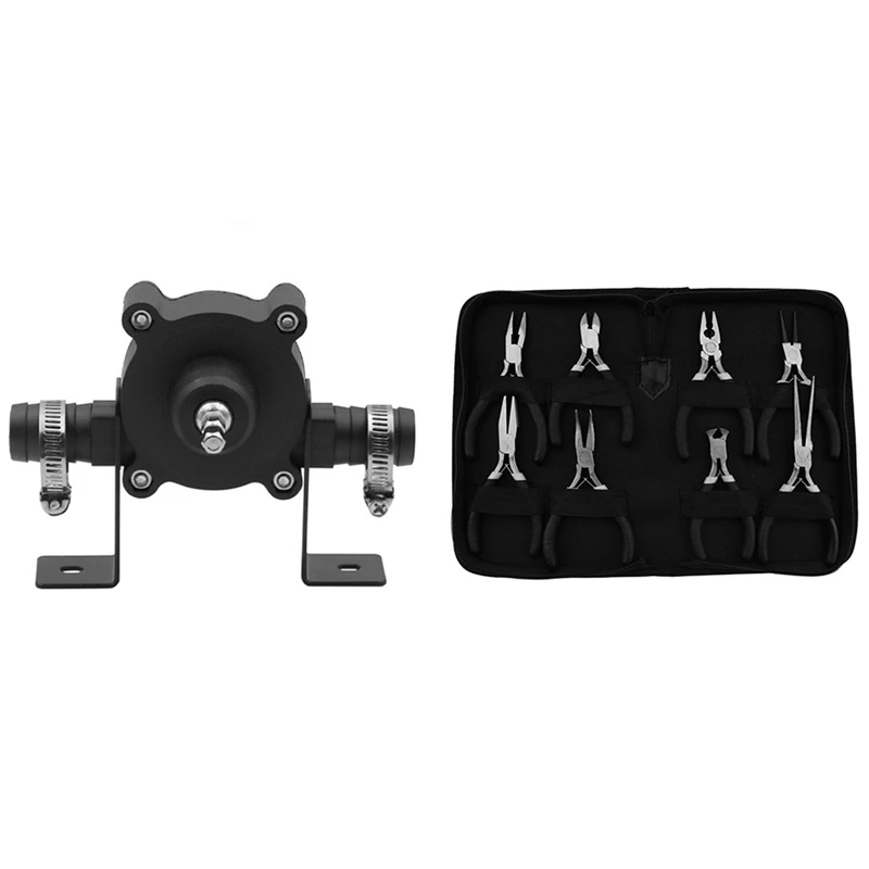 

8Pcs Mini Pliers Set, With Black Grips Protective Pouch & 1 Pcs Electric Drill Pump Self Priming Transfer Pumps