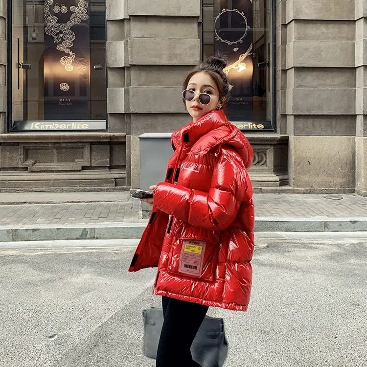 Hooded Down Women's Parka Fashion Mid-length Jacket Coat Bright Gloosy Padded Jacket Loose Warm Cotton Padded News Clothes S52
Hooded Down Women's Parka Fashion Mid-length Jacket Coat Bright Gloosy Padded Jacket Loose Warm Cotton Padded News Clothes S52