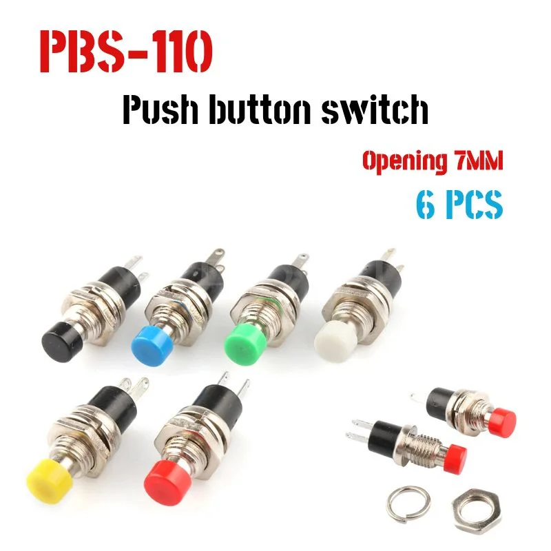 6pcs PBS-110 7MM Momentary Push button Switch Press the reset switch Momentary On Off Push Button Micro SwitchNormally Open NO 
6pcs PBS-110 7MM Momentary Push button Switch Press the reset switch Momentary On Off Push Button Micro SwitchNormally Open NO
