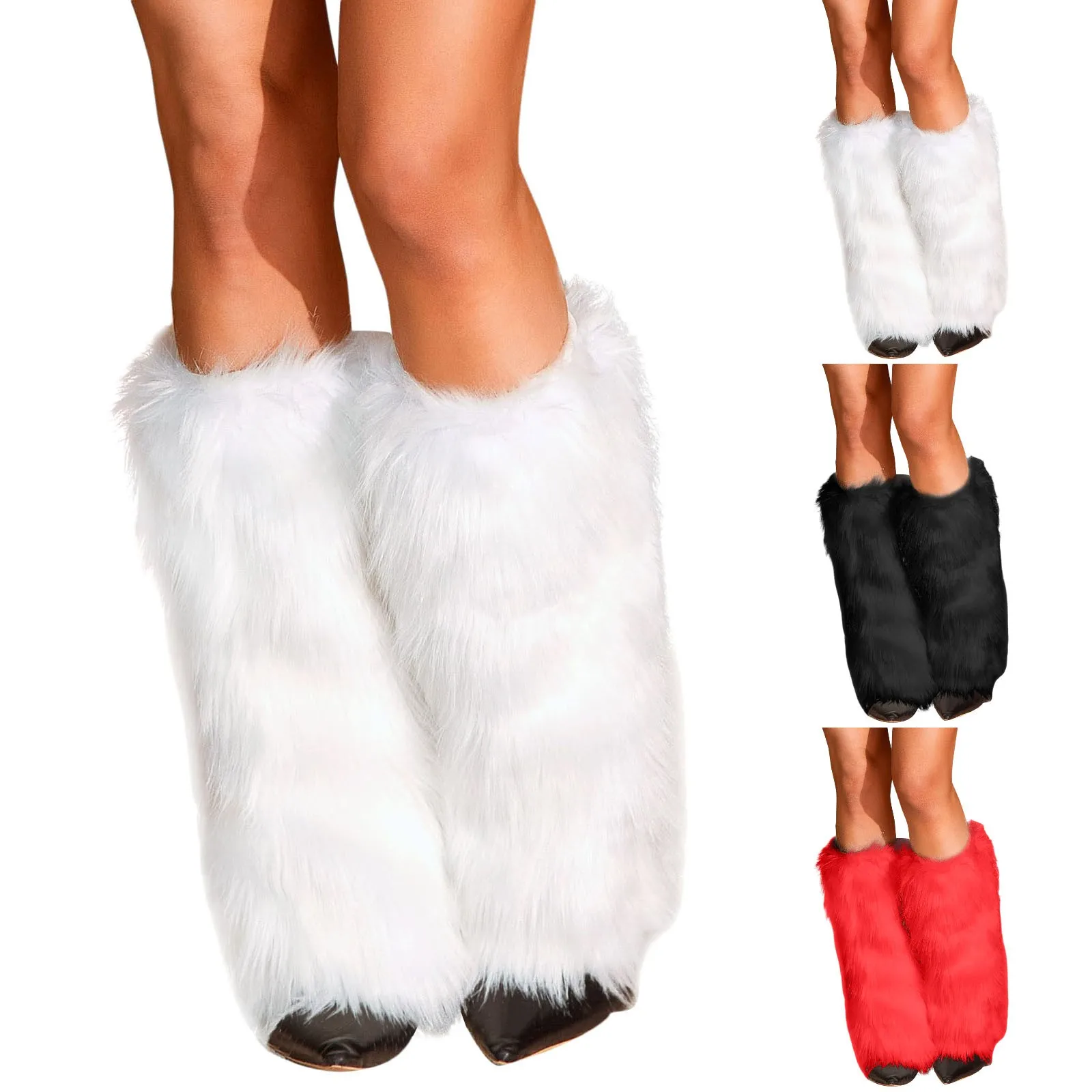 

Fashion Women Faux Fur Leg Warmers Soft Christmas Clothing Fluffy Leg Warmers Furry Fuzzy Winter Boot Cuffs Cover New Year Party