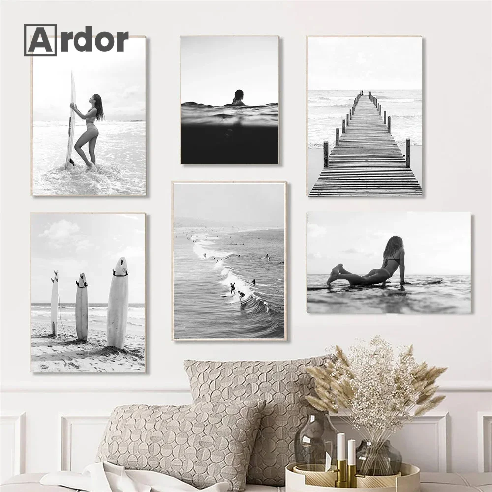 Black White Surfer Bridge Vintage Poster Beach Surfboard Girl Surfing Canvas Painting Hawaii Print Wall Art Pictures Home Decor
Black White Surfer Bridge Vintage Poster Beach Surfboard Girl Surfing Canvas Painting Hawaii Print Wall Art Pictures Home Decor
