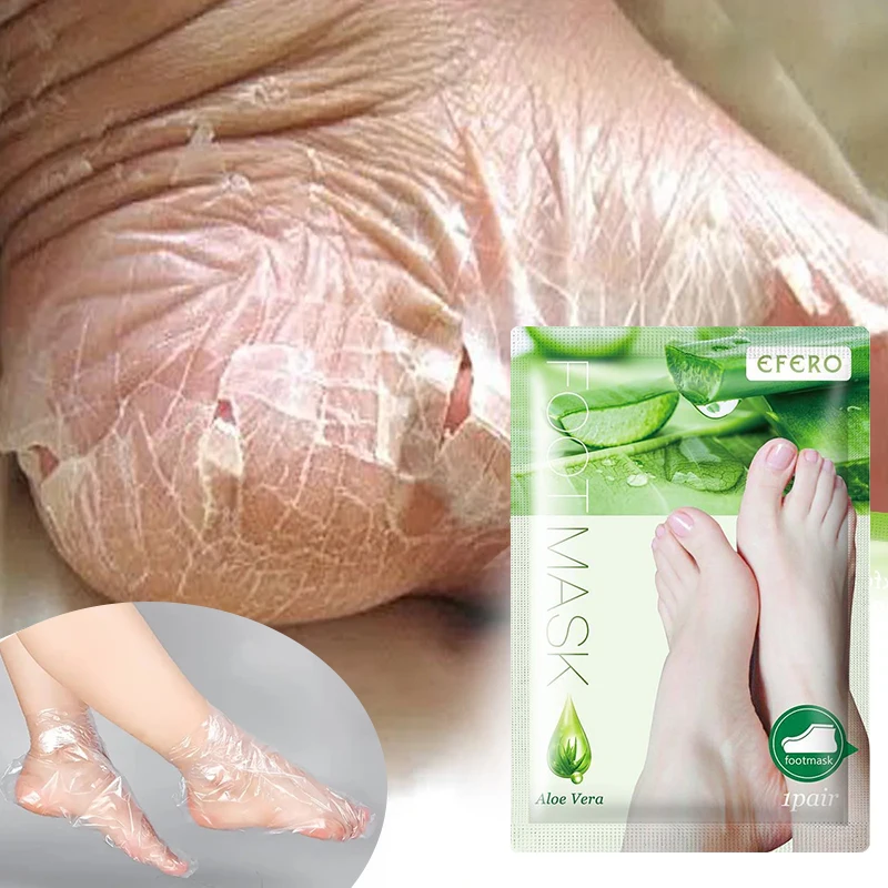 

Exfoliating Foot Mask Spa Pedicure Socks Anti Drying Cracking Heel Peeling Dead Skin Remover Feet Moisturizing Aloe Vera Care