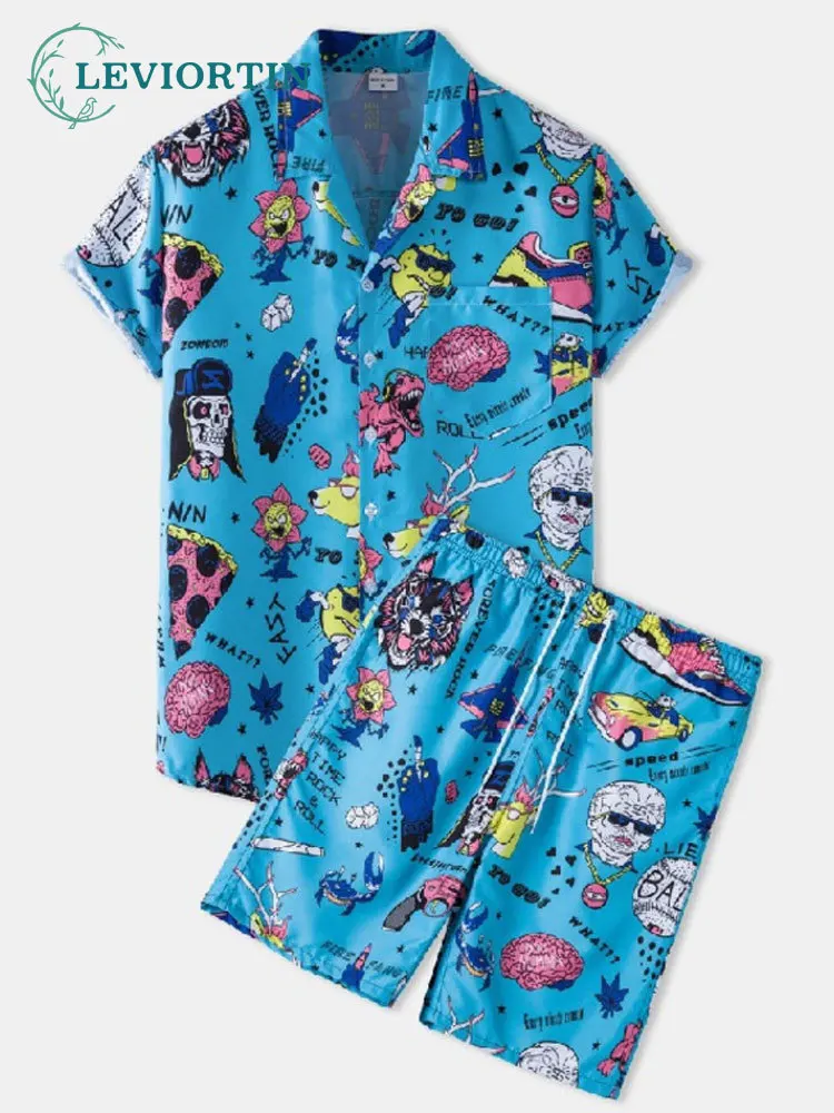 Mens Allover Funny Cartoon Print Hawaiian Shirts + Shorts Pants Loose Casual Two Pieces Beachwear Sets Vacation Outfits
Mens Allover Funny Cartoon Print Hawaiian Shirts + Shorts Pants Loose Casual Two Pieces Beachwear Sets Vacation Outfits