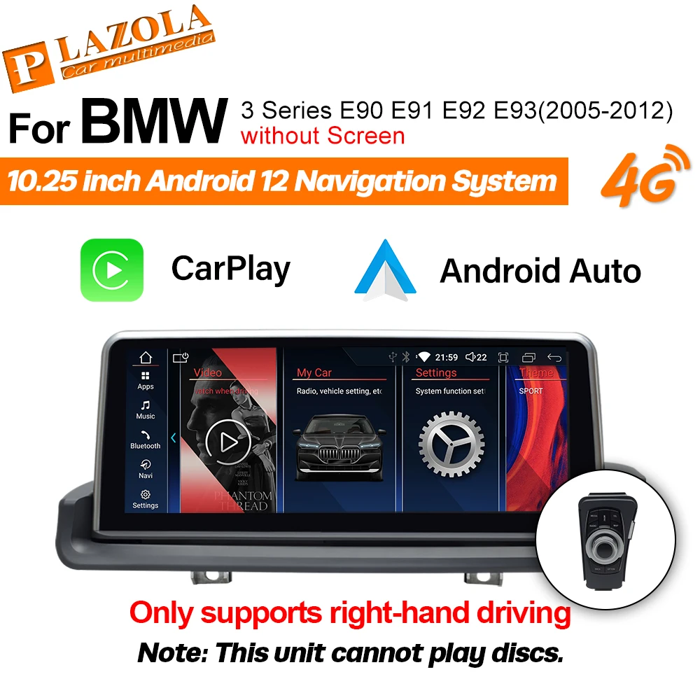 

Car Stereo Player for BMW 3 Series E90 E91 E92 E93 2005-2012 Right-hand RHD CarPlay AUTO Autoradio Android 12 Headunit No screen