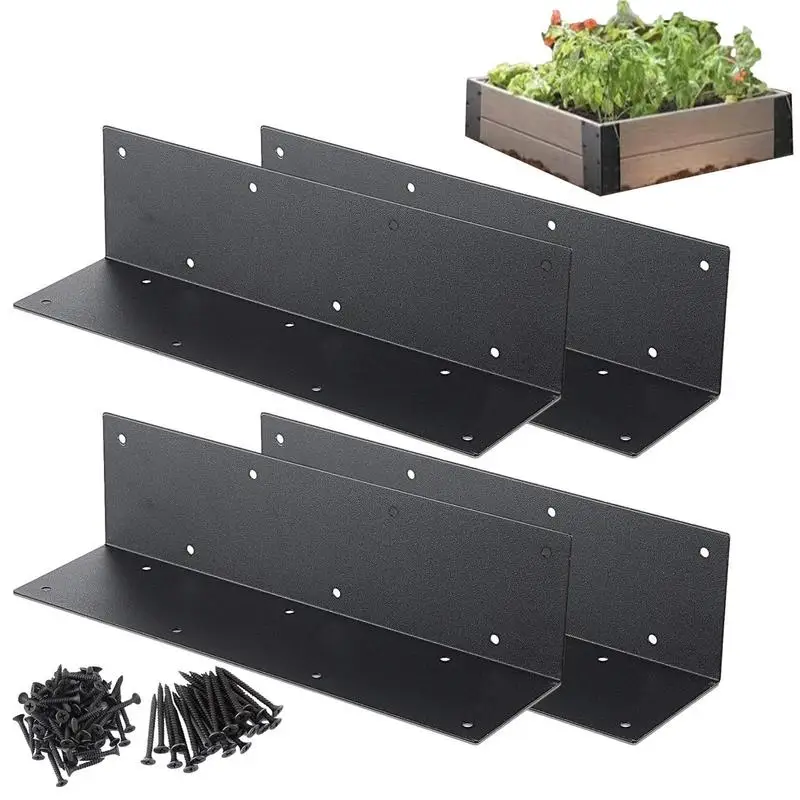 

Garden Bed Brackets 4PCS Raised Planter Brackets Rust Resistant Corner Braces Right Angle Bracket Corner Guards Raised Bed