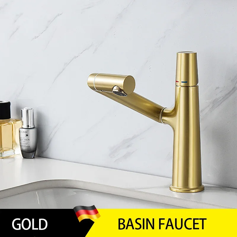 

Gold Chrome Bathroom Basin Faucet 720 Degree with Big Angle Rotate Spray Splash Proof Water Tap Cold Hot Mixer Sink Tap Crane