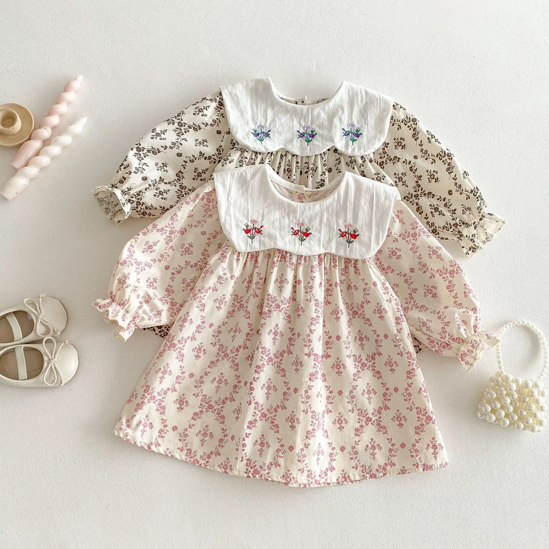 2025 Autumn New Girls Casual Dress Children Large Collar Flower Embroidery Dress Cotton Baby Girl Floral Princess Dress 25 Sc3fc3a18cfe84e838335cca49e32605ej