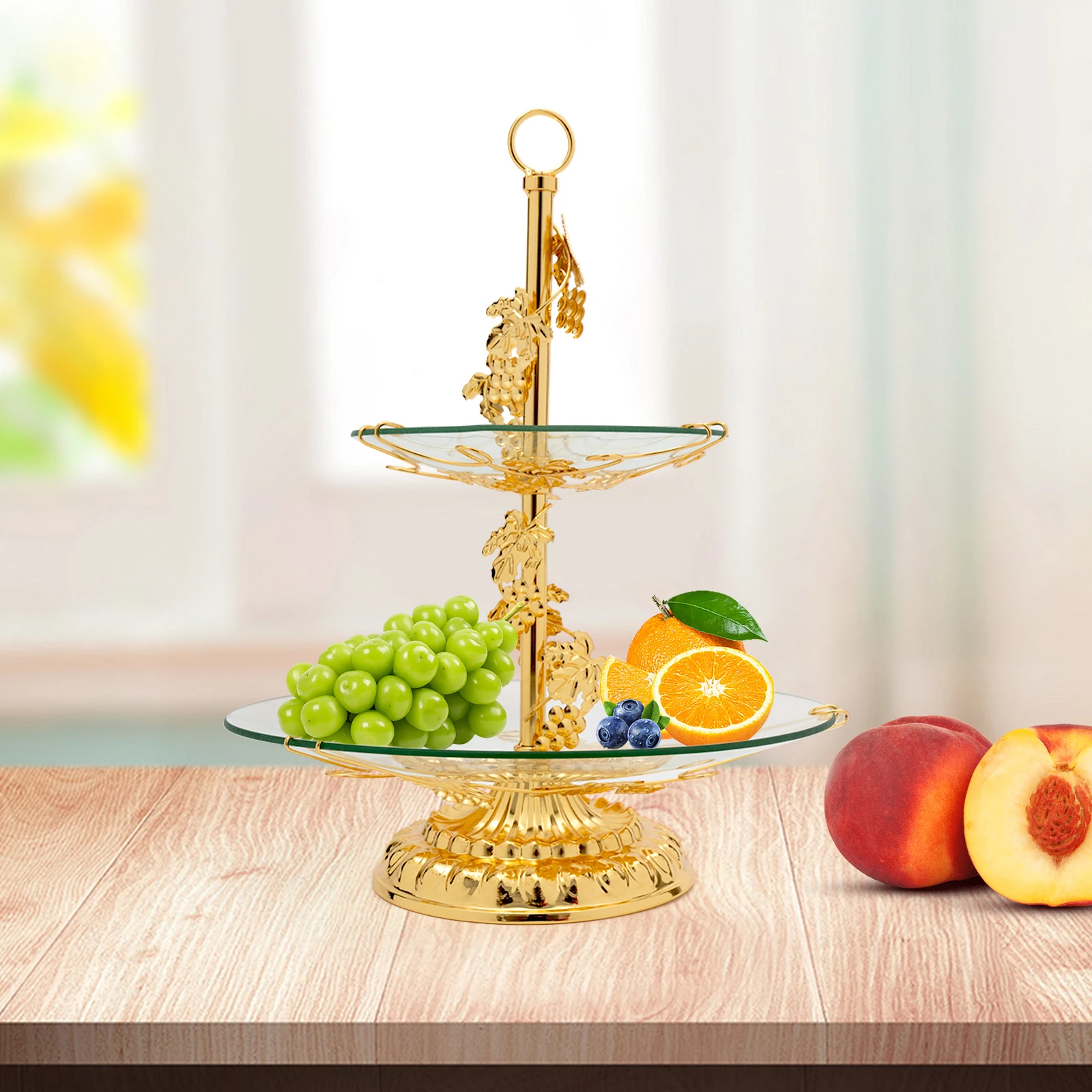 

Gold Cupcake Stand Tray Dessert Fruit Plate Wedding Party Display Tower Holder 2 Tier