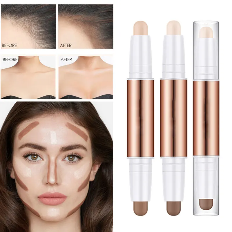 

New Waterproof Face Foundation Double Head Contour Concealer Pen Matte Highlighter Shadow Make up Pencil Sculptor Stick Cosmetic
