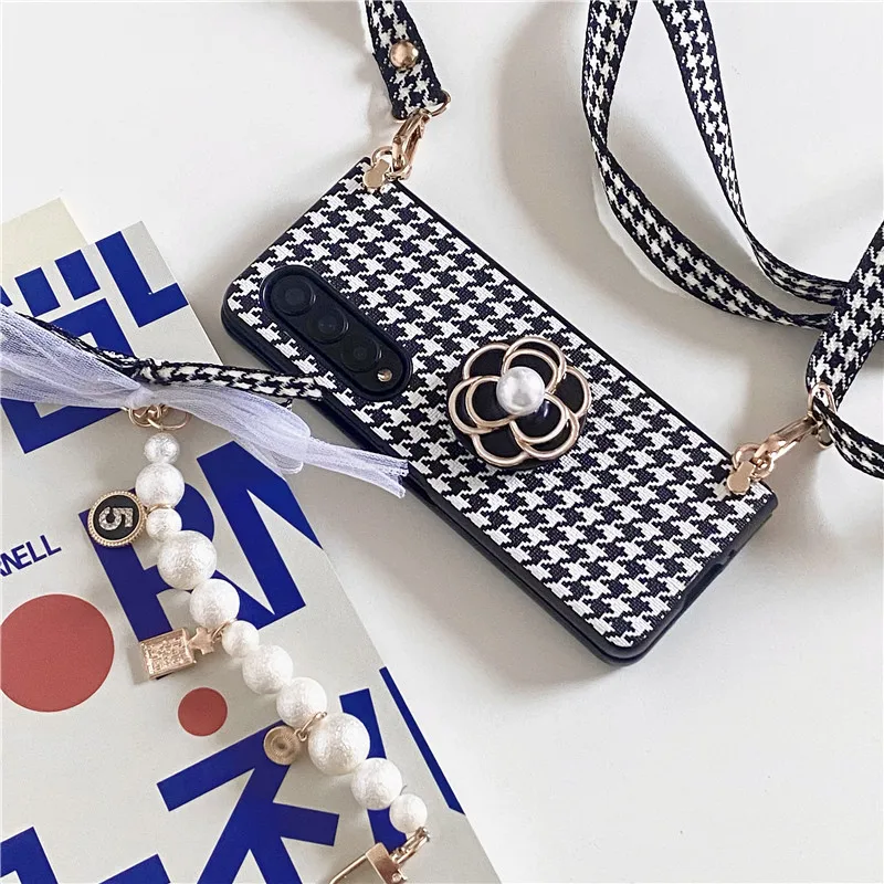 3D Camellia PU Leather Houndstooth Pattern Phone Case For Samsung Galaxy Z Fold 5 4 3 Crossbody Lanyard Pearl Bracelet Cover
3D Camellia PU Leather Houndstooth Pattern Phone Case For Samsung Galaxy Z Fold 5 4 3 Crossbody Lanyard Pearl Bracelet Cover