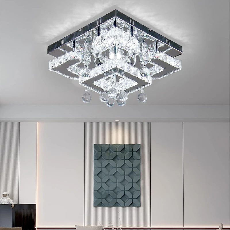11.8" Modern Crystal Chandelier Flush Mount Ceiling Light Fixture Square Chandelier for Bedroom Hallway Bathroom Living Room
11.8" Modern Crystal Chandelier Flush Mount Ceiling Light Fixture Square Chandelier for Bedroom Hallway Bathroom Living Room