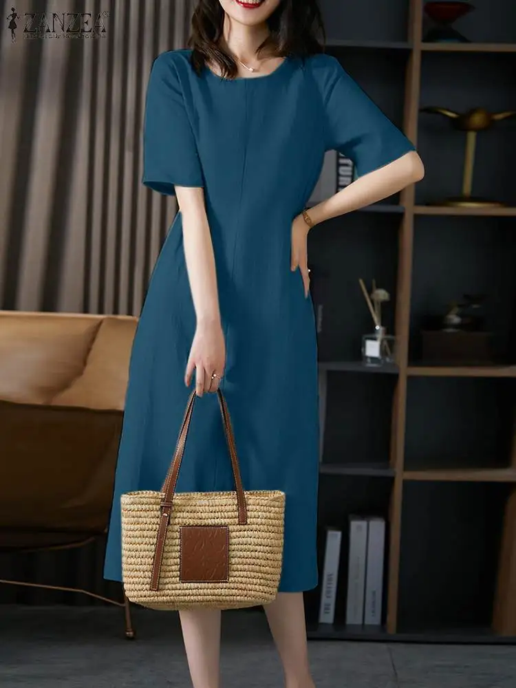 ZANZEA Women Summer Party Dresses Short Sleeve Work Sundress Vintage Solid Elastic Waist Robe O Neck Holiday Vestidos Oversize
ZANZEA Women Summer Party Dresses Short Sleeve Work Sundress Vintage Solid Elastic Waist Robe O Neck Holiday Vestidos Oversize