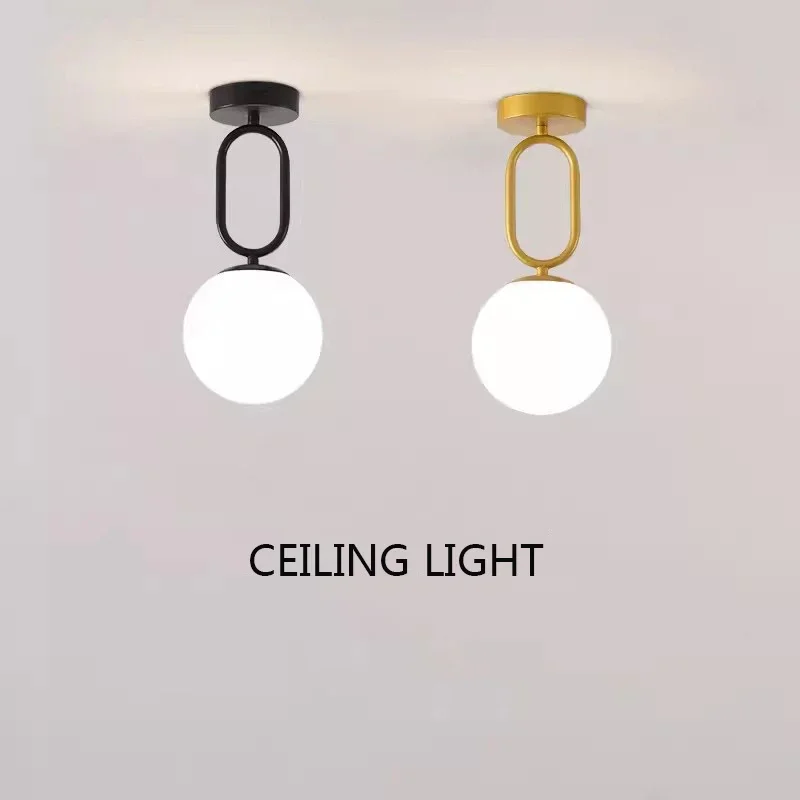 

Nordic Glass Ceiling Lamp Gold Black Aisle Light Hallway Entrance Foyer Staircase Corridor Cloakroom Home Decoration Led Fixture