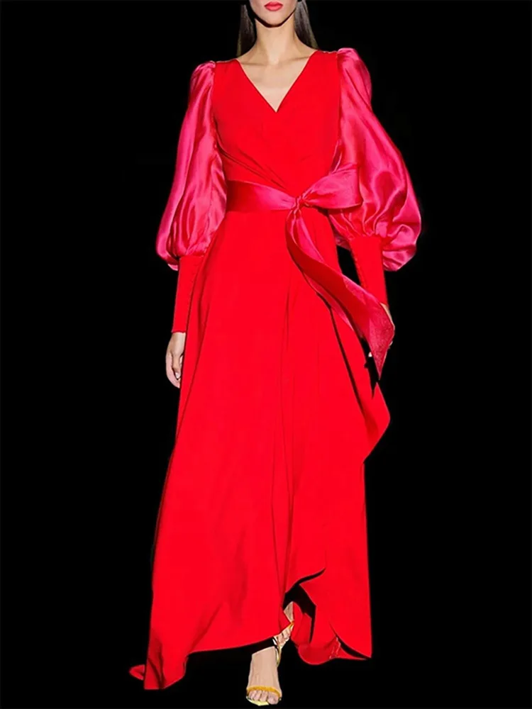 DEAT women fashion dress v-neck long Lantern sleeve contrast color lace-up waist elegant party dresses autumn 2023 new
DEAT women fashion dress v-neck long Lantern sleeve contrast color lace-up waist elegant party dresses autumn 2023 new