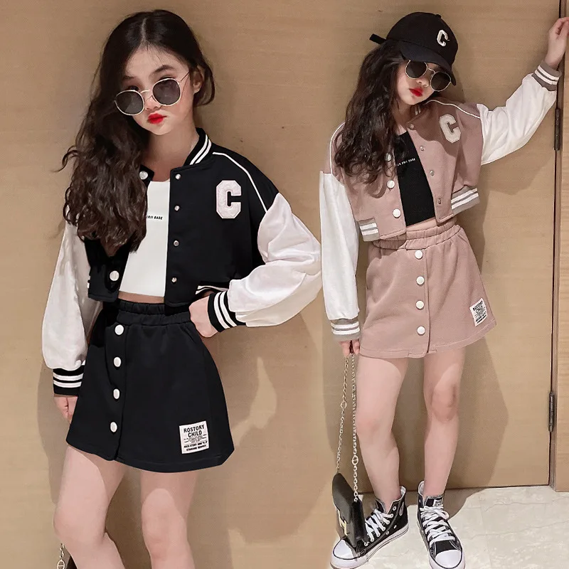 Spring Girls Korean Style Baseball Set Loungewear Girl Uniform Jacket+ Short Skirts 2Pcs Children Clothes Sets Outfits
Spring Girls Korean Style Baseball Set Loungewear Girl Uniform Jacket+ Short Skirts 2Pcs Children Clothes Sets Outfits