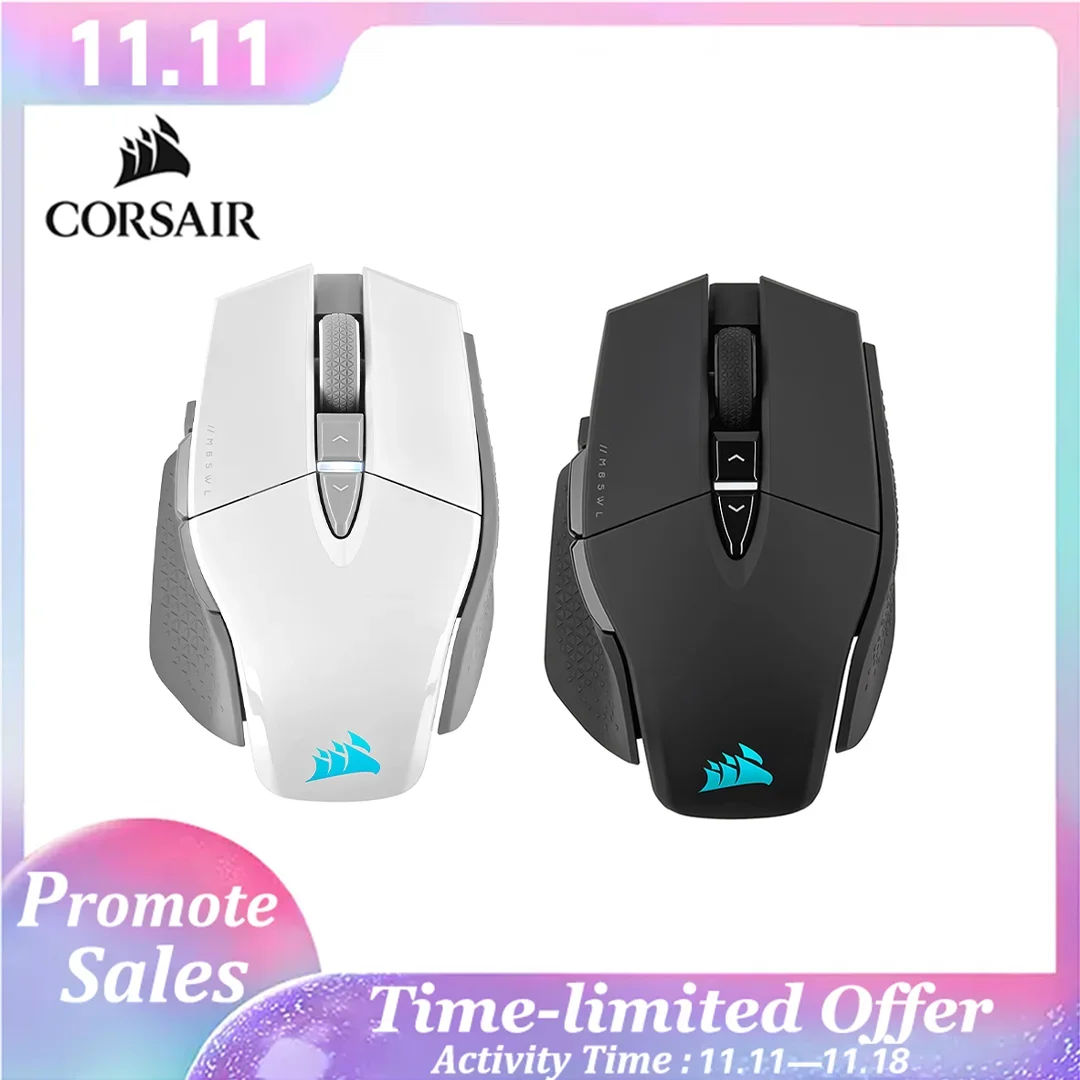 

Corsair M65 RGB Ultra Wireless, Tunable FPS Wireless Gaming MouseSub-1ms Slipstream Wireless Technology, 26,000 DPI -White/Black