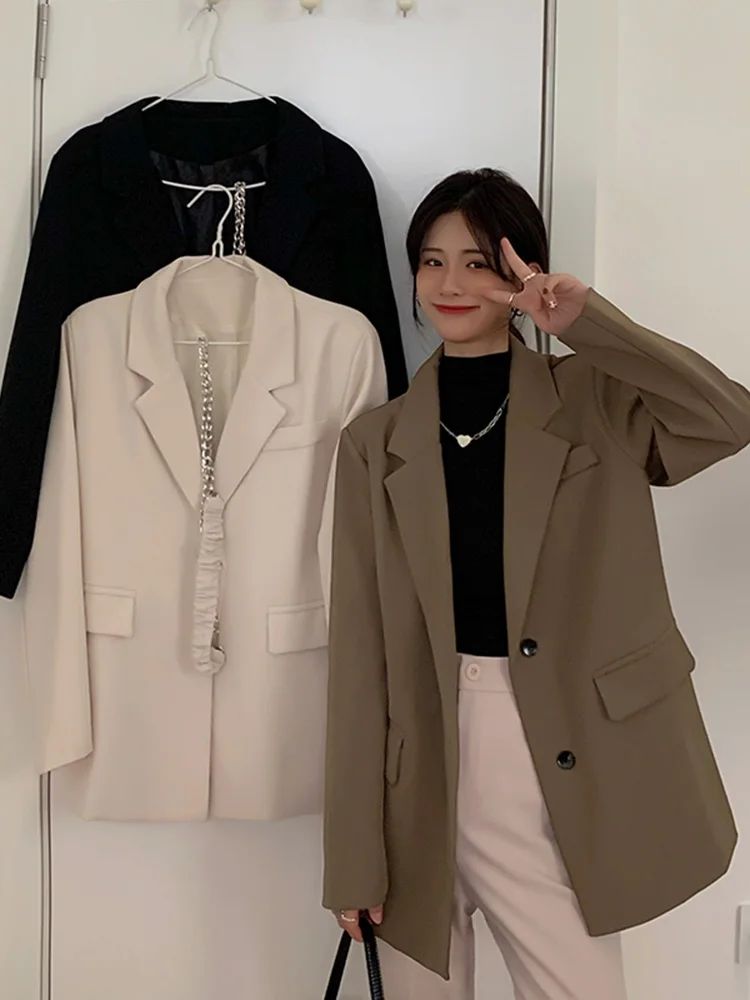 

UNXX Fashionable Chic High-End Black Blazer for Women 2023 New Autumn Season Loose Casual Suit Jacket for Petite Female Coat Top