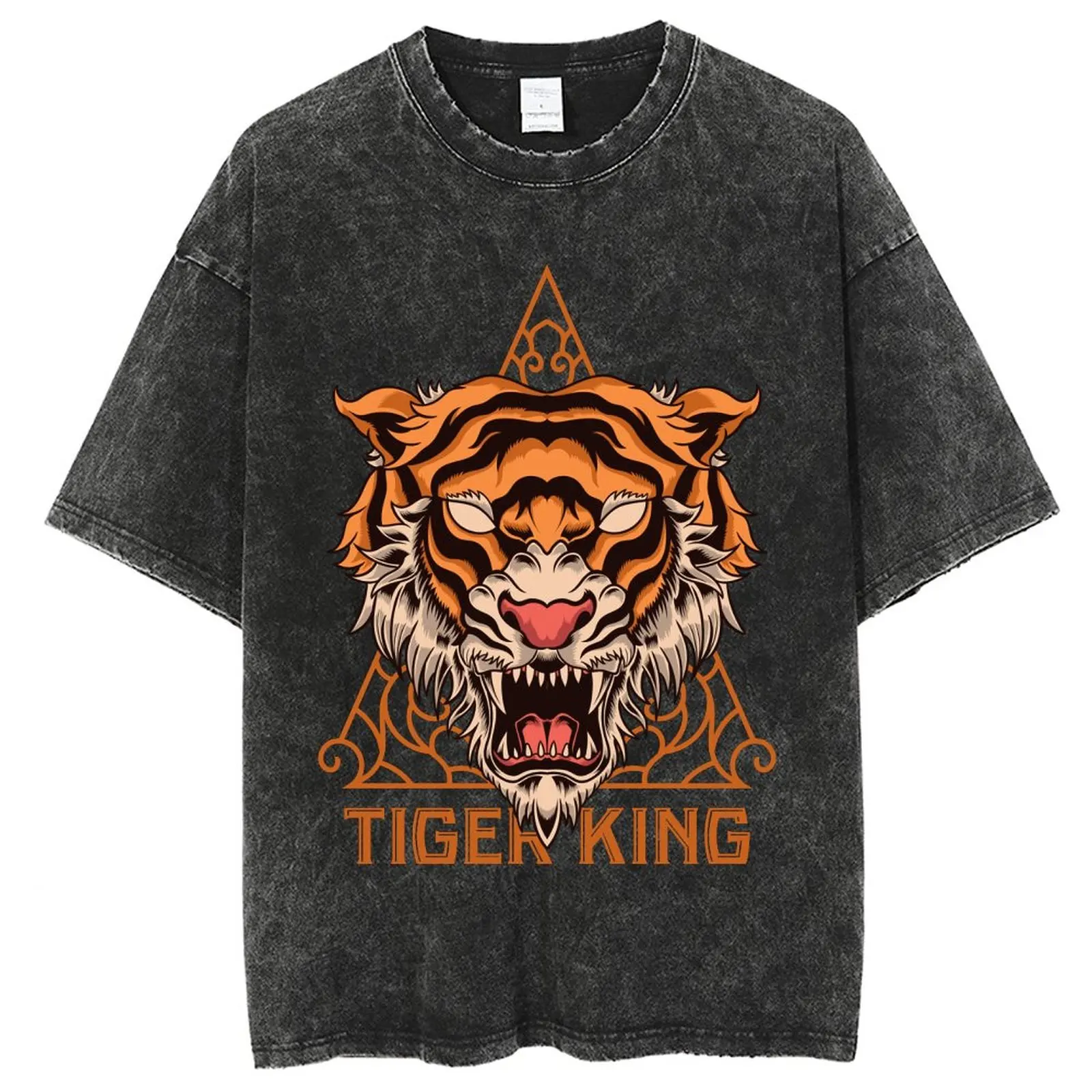

Винтажные Промытые футболки для мужчин, футболка с принтом атаки на тигра, парная хлопковая уличная одежда унисекс Y2k, топ оверсайз в стиле Харадзюку