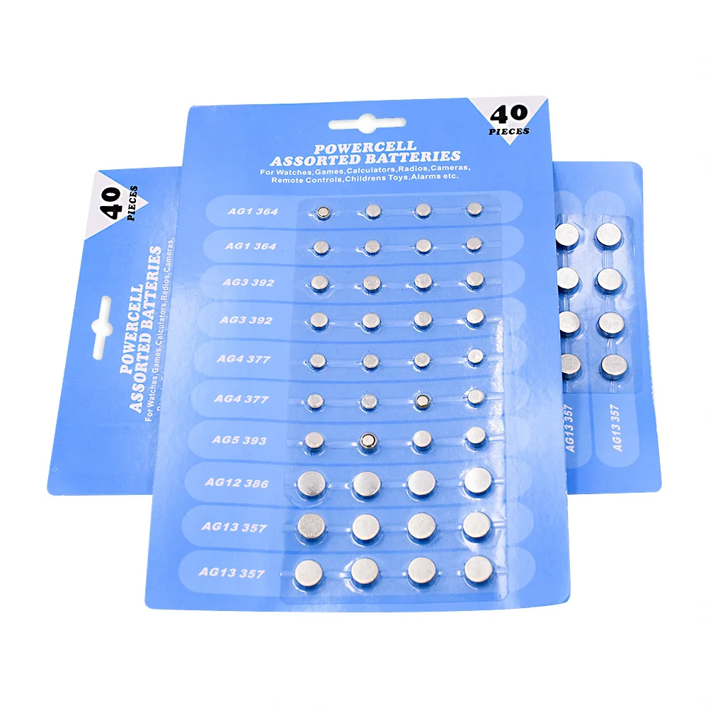 

PUJIMAX AG1/364 AG3/392 AG4/377 AG5/393 AG12/386 AG13/357 Button 40PCS/Set Battery For Watch Toys Remote Cell Coin Batteries