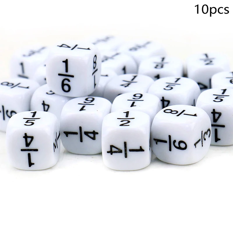 

10Pcs/Set 16*16mm Fraction Dice White Fractional Number Dices Montessori Educational Kids Math Toys for Children Games Toys