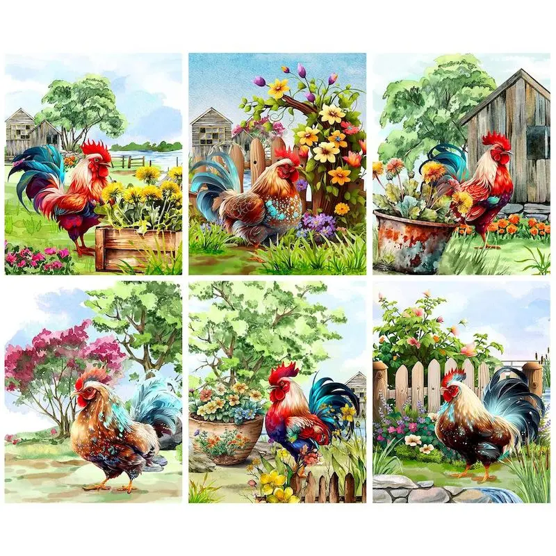 

GATYZTORY Diy Painting By Numbers Cock HandPainted Paintings Art Drawing On Canvas Gift Pictures By Number Aniaml Kits Home Deco