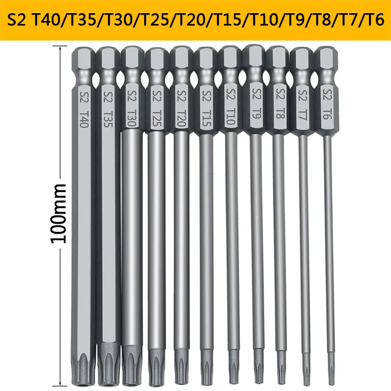 11PCS 75/100mm S2 Alloy Steel Torx Screwdriver Bits Tool Set 1/4 Hex Torx Socket Set Handle Tools Electric Screw Driver Set
11PCS 75/100mm S2 Alloy Steel Torx Screwdriver Bits Tool Set 1/4 Hex Torx Socket Set Handle Tools Electric Screw Driver Set