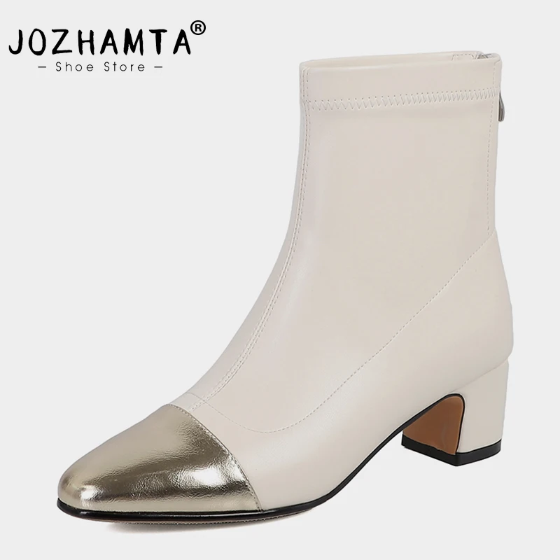 JOZHAMTA Size 34-42 Women Ankle Boots Real Leather Zipper Chunky High Heels Winter Shoes Woman Stretch Boots Fashion Office Lady
JOZHAMTA Size 34-42 Women Ankle Boots Real Leather Zipper Chunky High Heels Winter Shoes Woman Stretch Boots Fashion Office Lady