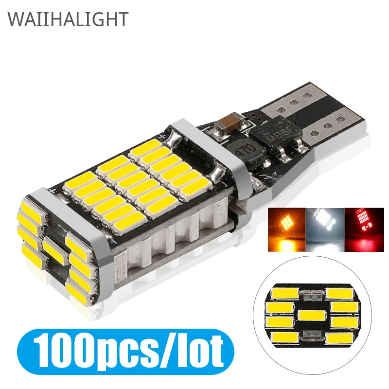 

100PCS T15 W16W Car Backup Reverse Light 920 921 912 Canbus 4014 45SMD White Stop Rear Lamp Error Free Parking Light