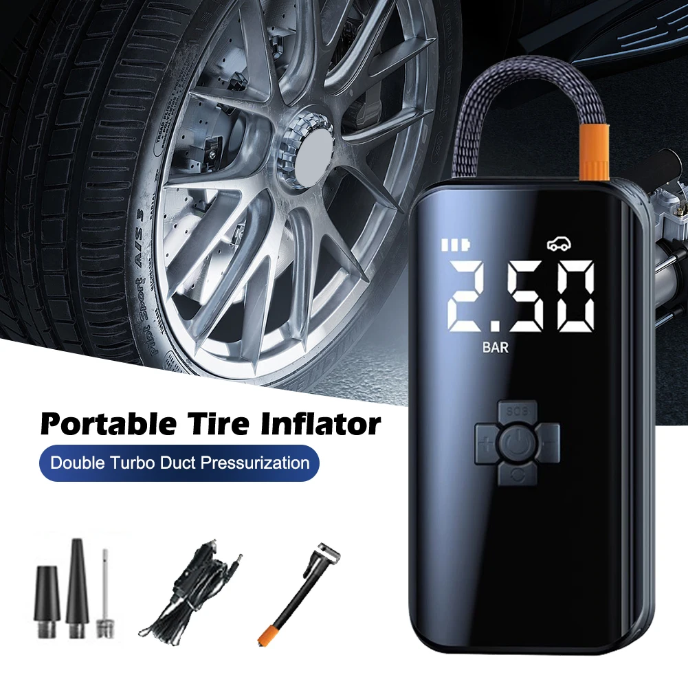 Cordless Car 150PSI Tire Inflator LED Digital Display Electric Tire Inflator Pump Suitable for Motorcycle Bicycle Car Tires
Cordless Car 150PSI Tire Inflator LED Digital Display Electric Tire Inflator Pump Suitable for Motorcycle Bicycle Car Tires
