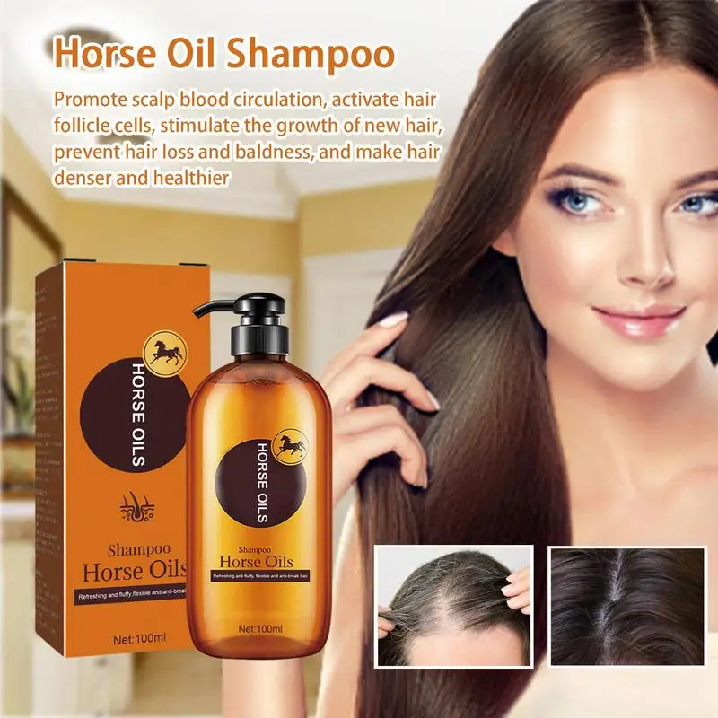 

Horse Oil Shampoo Fluffy Hair and Supple Horse Oil Hair Conditioning Shampoo 100ml Supple Anti Hair Loss Facial Clay Mask