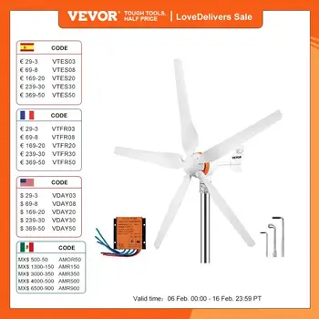 VEVOR 가정용 풍력 터빈 발전기, MPPT/충전 컨트롤러 포함, RV 요트 농장 소형 풍력 발전기, 300W, 400W, 500W
