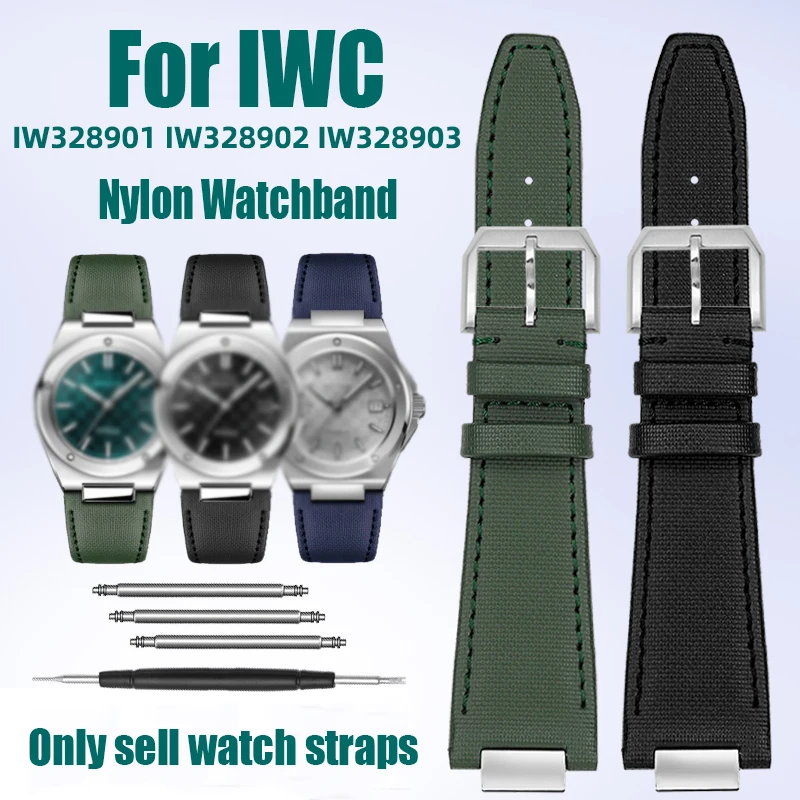 

For IWC Engineer IW328903 IW328901 Metal interface Watch band High Quality Nylon Canvas Watch Strap Men's Watch Accessories 24MM