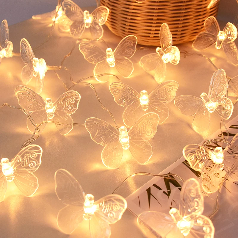 

1.5M 10Leds Butterfly Light String Battery Operated Garland Christmas Party Wedding Home Outdoor Decoration Fairy String Lights