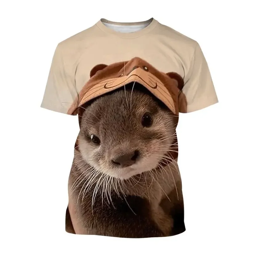 

Unisex 2023 Summer T-shirt Popular 3d Animal Print Otter Casual Cute Short Sleeve Breathable Loose 6xl T Shirt Men Tops Tees