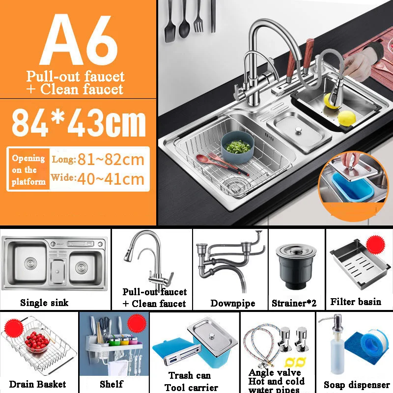 304 Stainless Steel Kitchen Sink Thickened Double-Slot Multi-Function Trash Can Sink Vegetable/dish Wash Basin with Knife Holder
304 Stainless Steel Kitchen Sink Thickened Double-Slot Multi-Function Trash Can Sink Vegetable/dish Wash Basin with Knife Holder