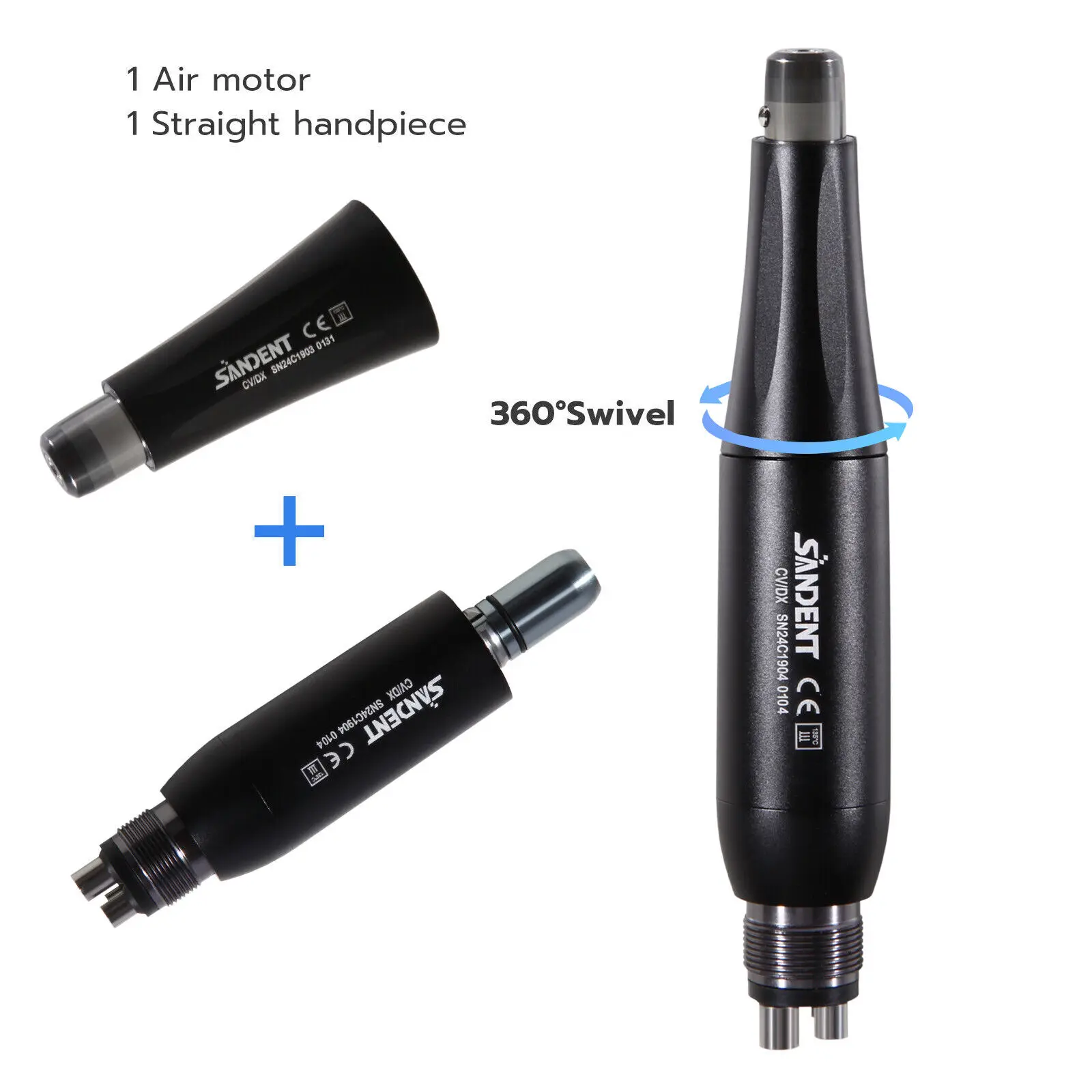 

360° Swivel Dental Hygiene Prophy Handpiece Air Motor 4 Holes With 4:1 Straight Nose Cone Fit Nsk