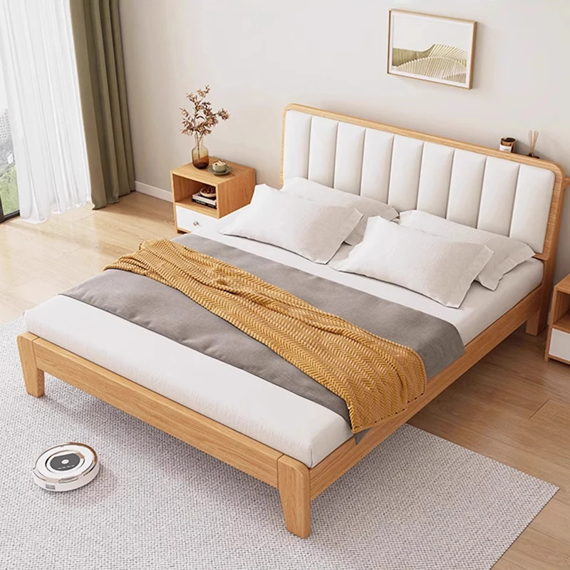

Минималистичная Скандинавская дизайнерская кровать, модная Расслабляющая современная кровать из массива дерева, комфортная кровать на все тело, мебель для гостиной