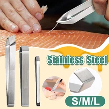 Stainless Steel Fish Bone Tweezers Clamp Chicken Feather Remover Tongs Pick-Up Utensils Kitchen salmon Seafood Tweezers Tools