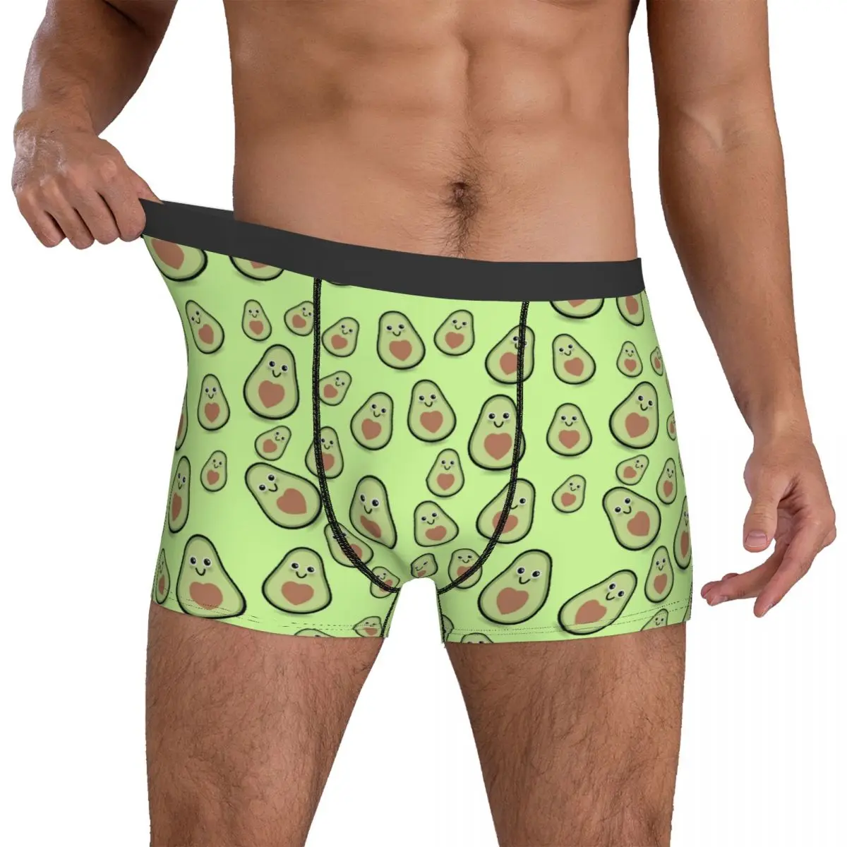 

Трусы-боксеры мужские стрейчевые, нижнее белье с милым рисунком авокадо, шорты-боксеры с забавными фруктами