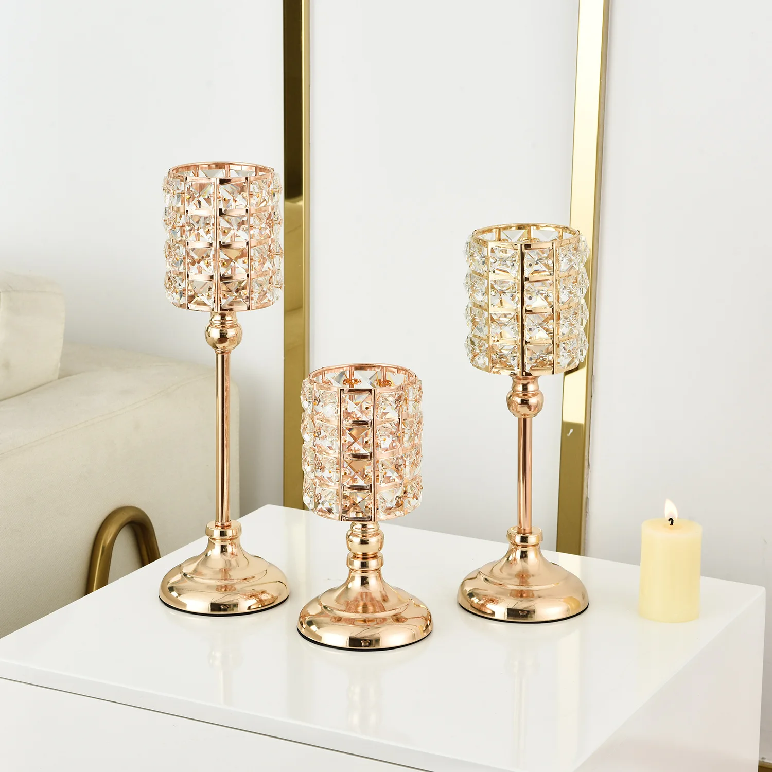 Crystal Candlestick Dining Table Centerpiece Wedding Decoration Gold Candle Holder Crafts Candle Jar Home Ornaments
Crystal Candlestick Dining Table Centerpiece Wedding Decoration Gold Candle Holder Crafts Candle Jar Home Ornaments