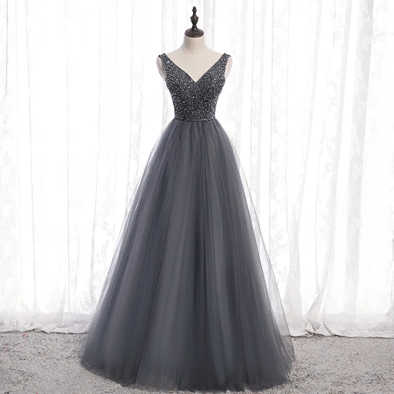 

Fairy Temperament Evening Dress Women's Summer New Slimming Can Usually Wear Host Banquet Annual Meeting Party V-neck Dress