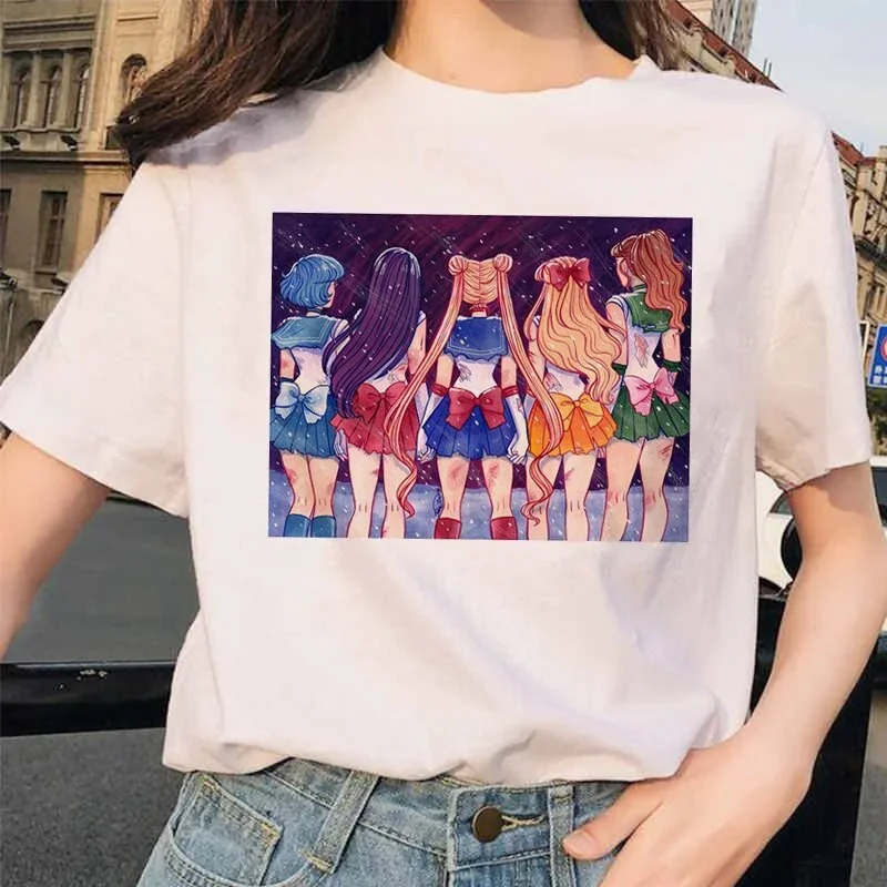 Kawaii T-shirt Sailor Moon Funny Cartoon Graphic Printing Women T Shirts Fashion Casual Short Sleeve Tees Harajuku Summer Tops
Kawaii T-shirt Sailor Moon Funny Cartoon Graphic Printing Women T Shirts Fashion Casual Short Sleeve Tees Harajuku Summer Tops