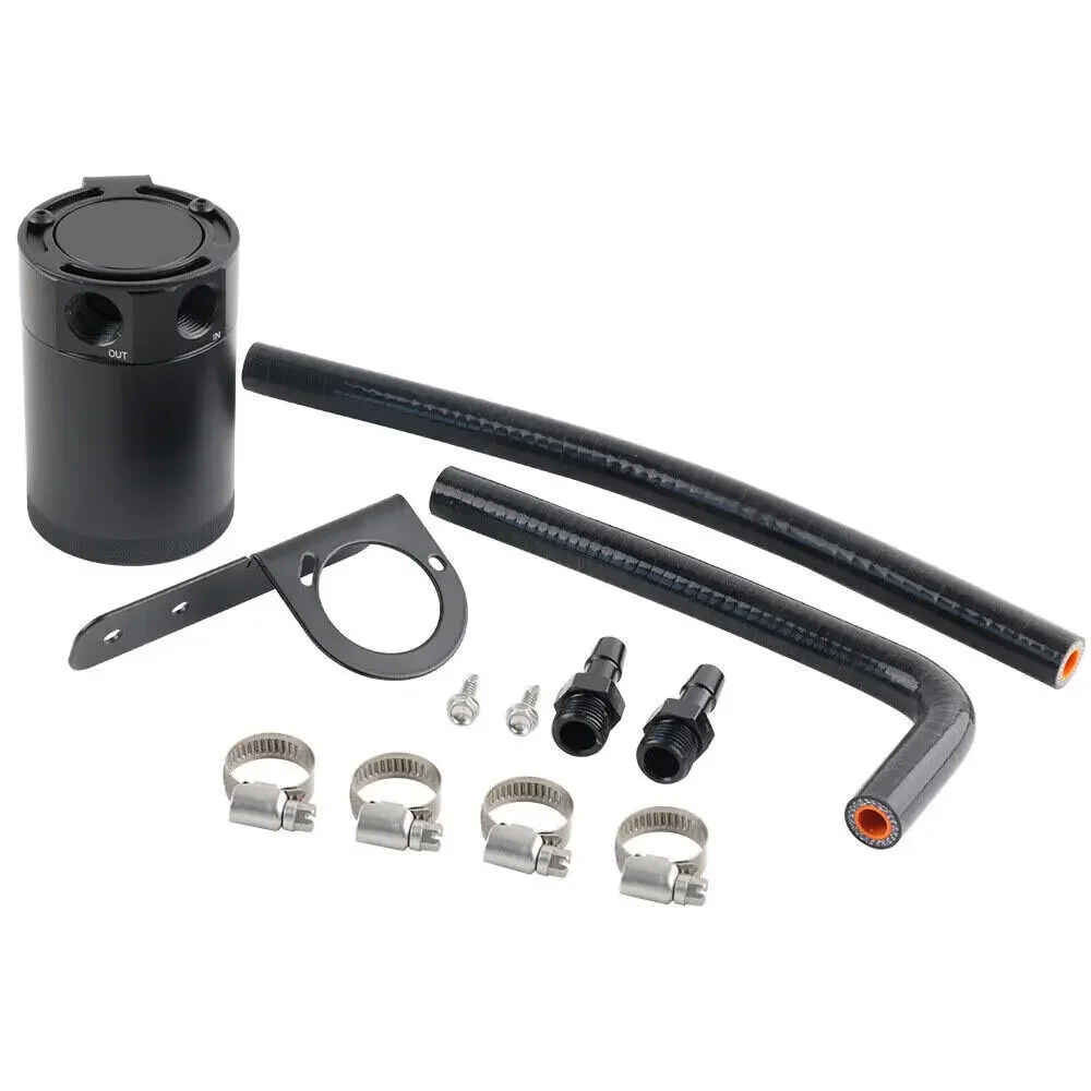 

2 Ports Oil Separator Catch Can Tank Kit Aluminum Oil Reservoir Tank With Hose Bracket For Honda Civic