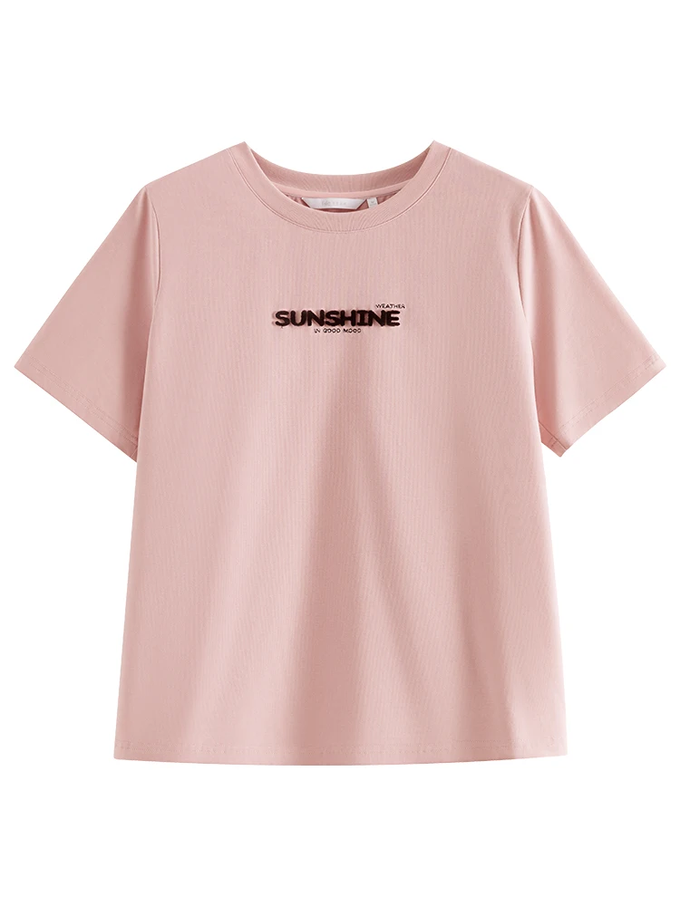 Cotton Women Round Neck Front Shoulder Tees Letter Toothbrush Embroidered Ladies Pink T-shirts White Tops 2024
Cotton Women Round Neck Front Shoulder Tees Letter Toothbrush Embroidered Ladies Pink T-shirts White Tops 2024