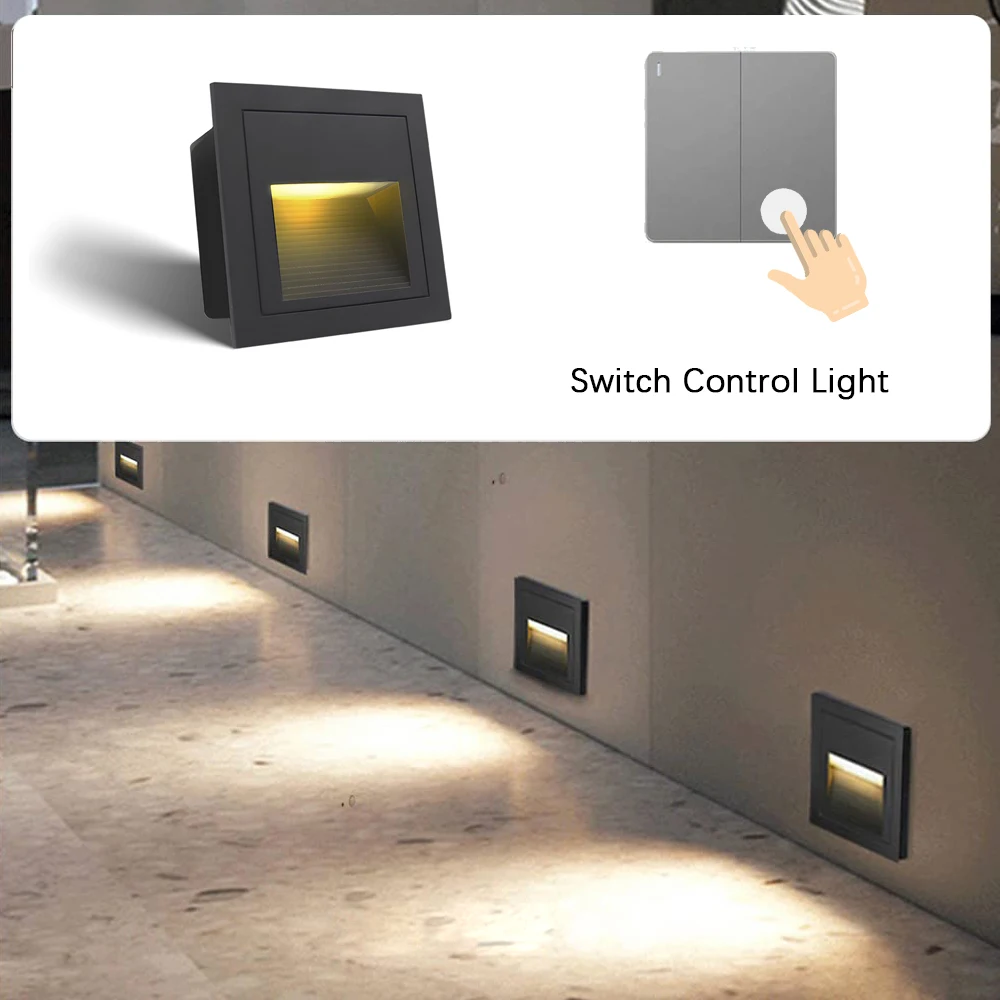LED Wall Lamps 3W Waterproof Corridor Hallway Corner Step Lights Recessed Balcony Staircase Decorative Kid Room Night Light LED Wall Lamps 3W Waterproof Corridor Hallway Corner Step Lights Recessed Balcony Staircase Decorative Kid Room Night Light