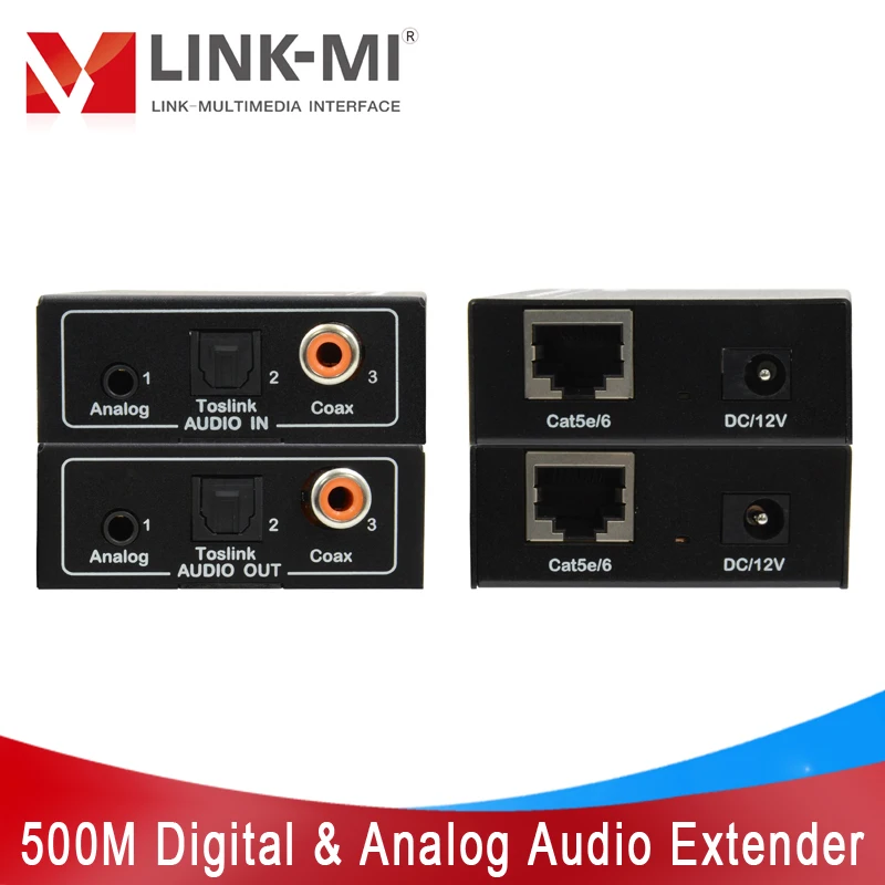 LINK-MI 500m Digital Analog Audio Extender over Cat5e/6 Cable Accept Analog, Digital Coax, Optical Toslink Auto indentify audio
LINK-MI 500m Digital Analog Audio Extender over Cat5e/6 Cable Accept Analog, Digital Coax, Optical Toslink Auto indentify audio